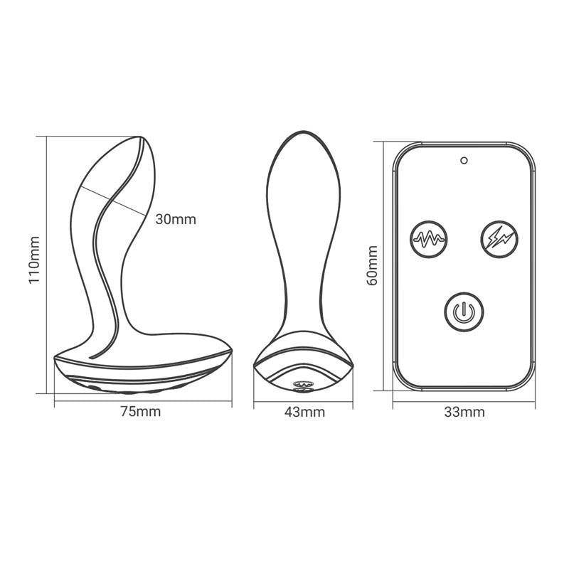Prostate Massager with Electric Shock and Vibration and Remote Control