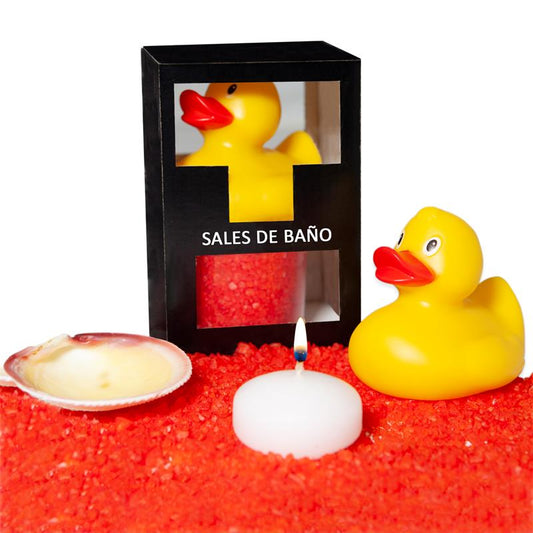 Set Bath Salts Aroma Red Fruits Duck Candle and Shell 150 gr