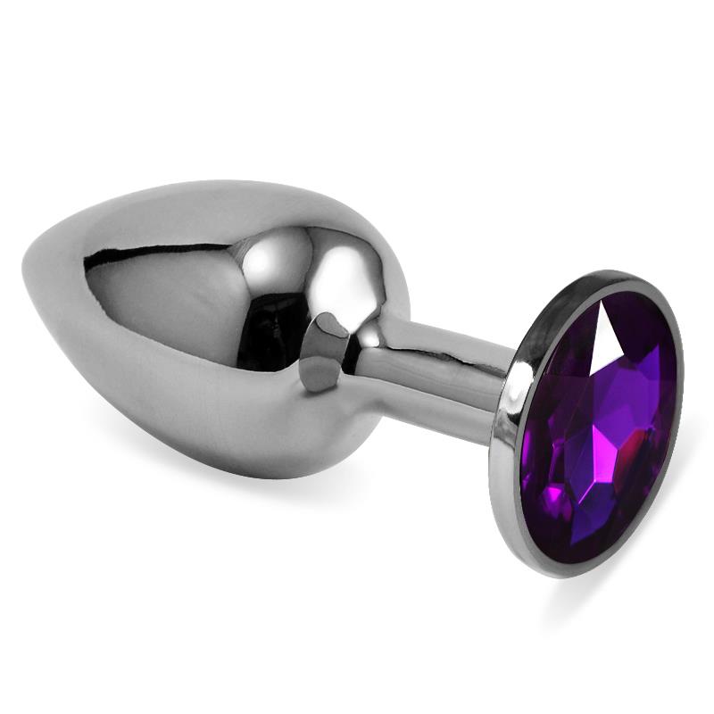 Butt Plug Silver Rosebud Classic with Purple Jewel Size S