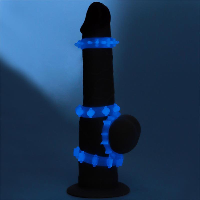 Lumino Play Set 4 Penis Ring Blue Light
