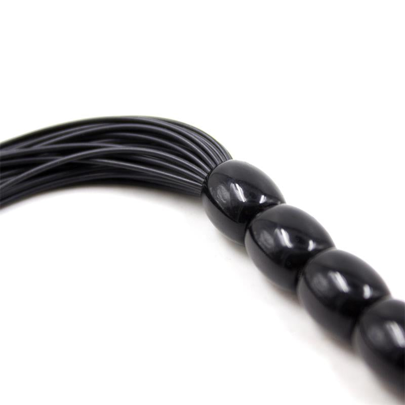 Silicone Flogger with 6 Beads Handle 26 cm Black