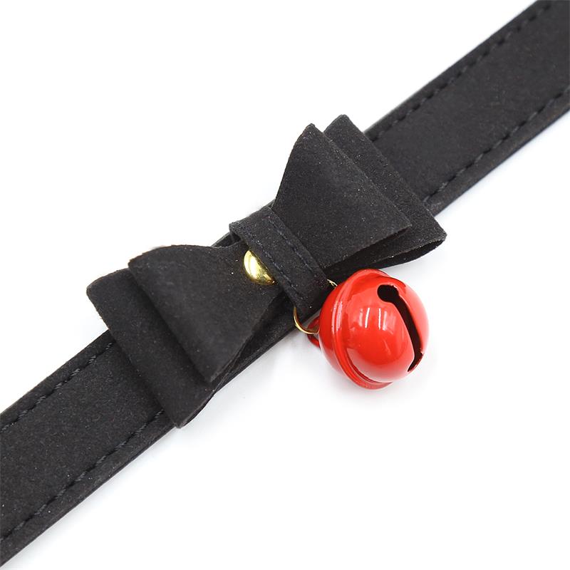 Collar with Bow and Rattle 44 cm Black Red