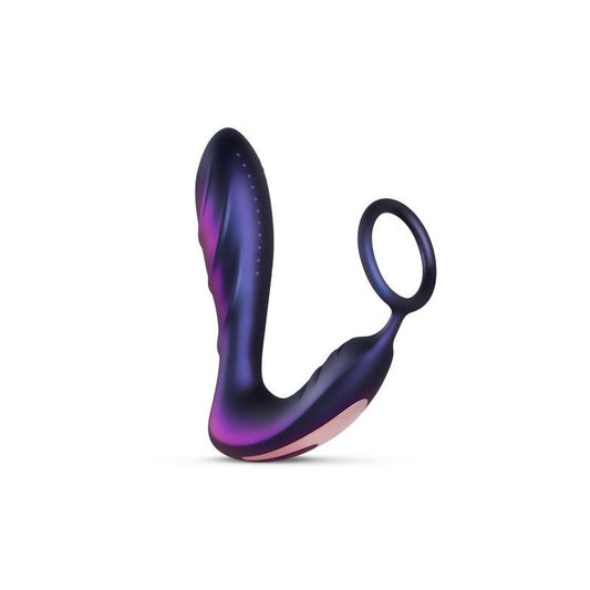 Black Hole Butt Plug with Penis Testicles Ring with Remote Control USB