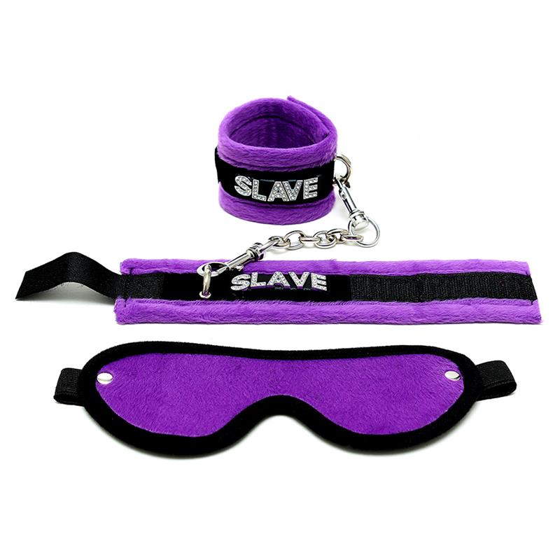 Rimba Bondage Play Handcuffs and Eyemask Purple