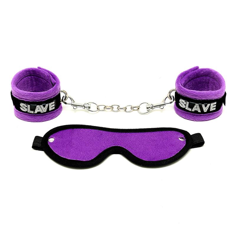 Rimba Bondage Play Handcuffs and Eyemask Purple