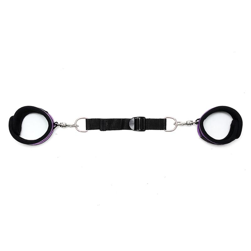 Rimba Bondage Play Ankle Cuffs with Adjustable Spreader Strap Adjustable Purple