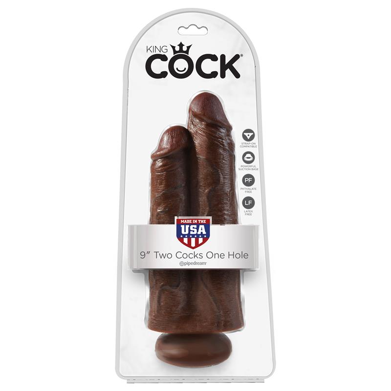 Double Dildo Two Cocks One Hole Brown 9