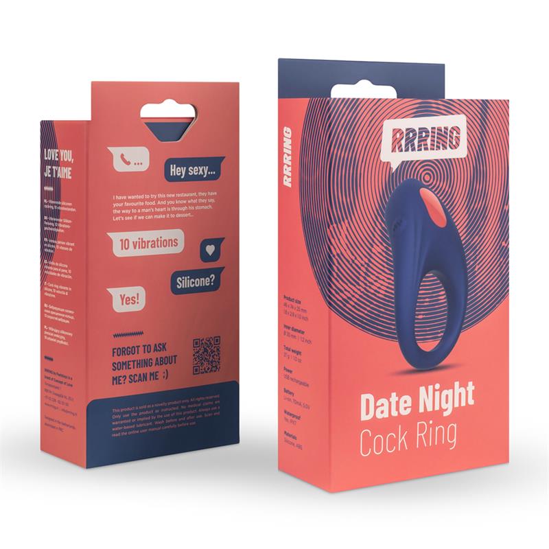 Rring Date Night Penis Ring with Vibration USB Silicone