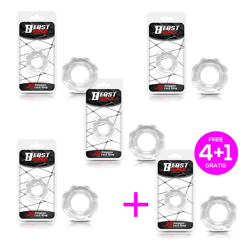 Pack 41 Penis Ring Super Flexible Polygon 22 cm Clear