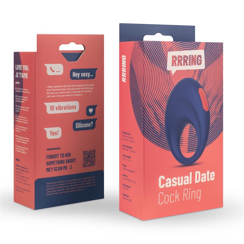 Rring Casual Date Penis ring with Vibration USB Silicone