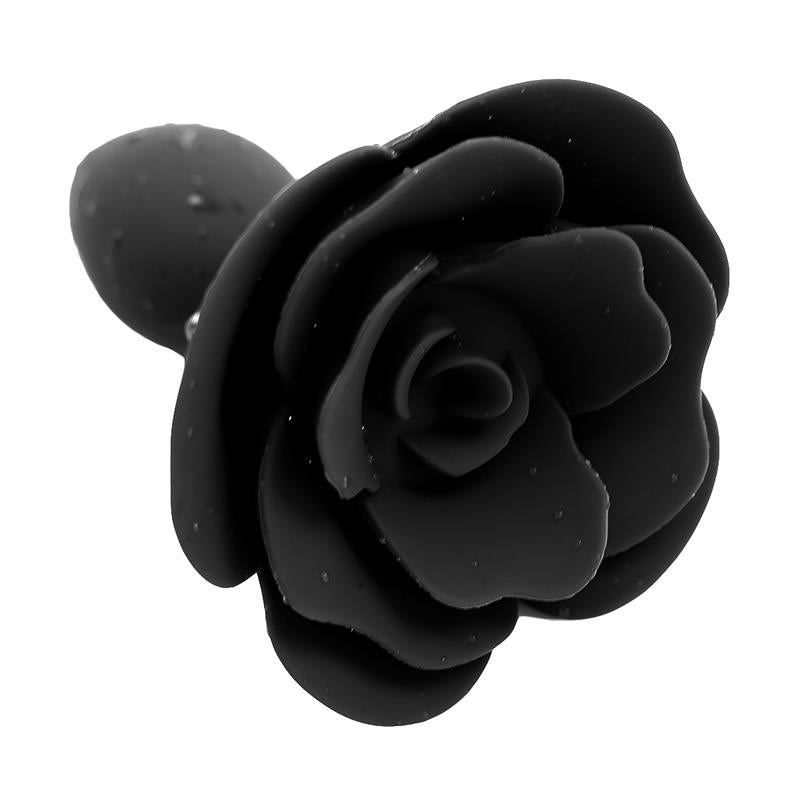 Rose Silicone Butt Plug Black