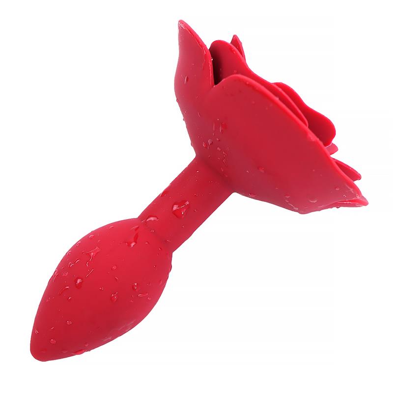 Rose Silicone Butt Plug Red