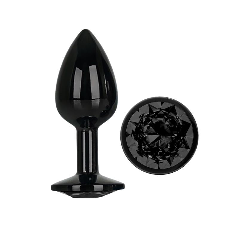 Blackgem Metalic Butt Plug with Black Jewel Size S