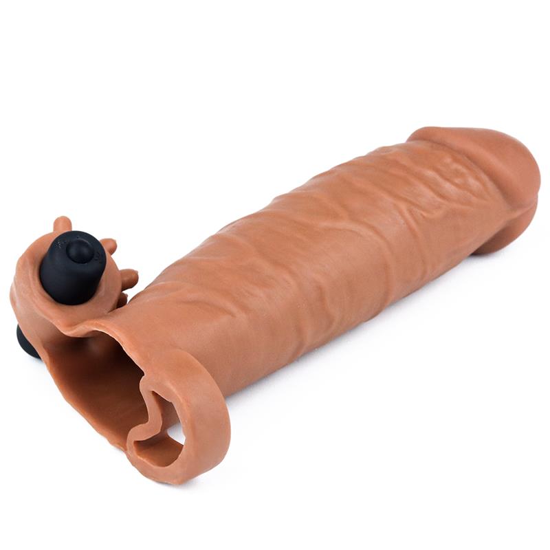Penis Sleeve with Vibration Add 2 Pleasure X Tender Brown
