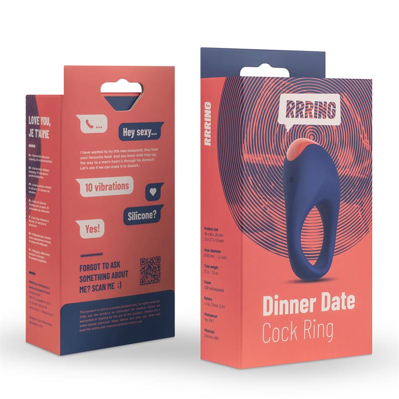 Rring Dinner Date Penis Ring with Vibration USB Silicone