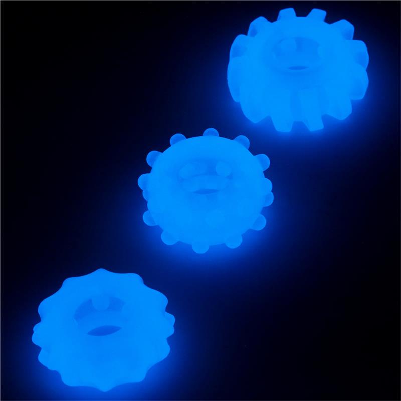 Lumino Play Set 3 Penis Ring Blue Light