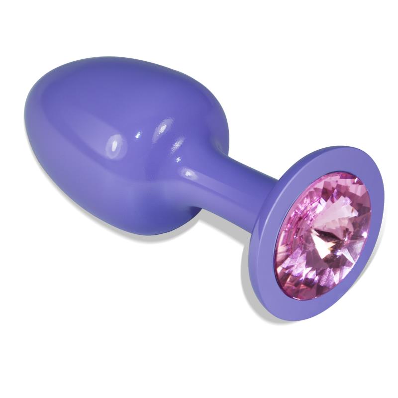 Metal Butt Plug Purple Rosebud with Pink Jewel