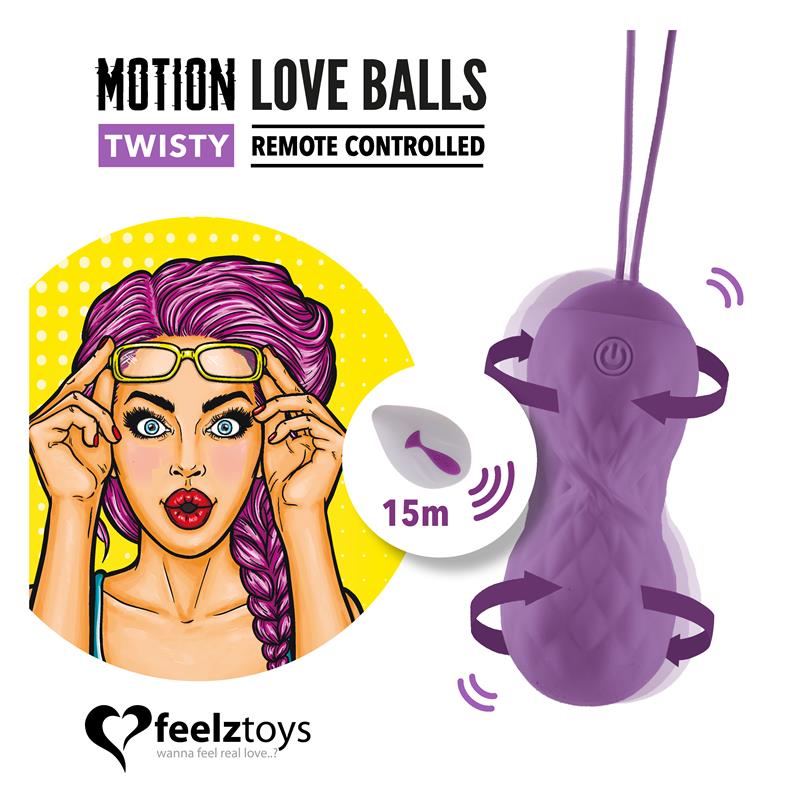 Motion Love Balls Vibrating Egg with Remote Control Twisty Purple