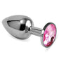 Butt Plug Silver Rosebud Classic with Pink Jewel Size S